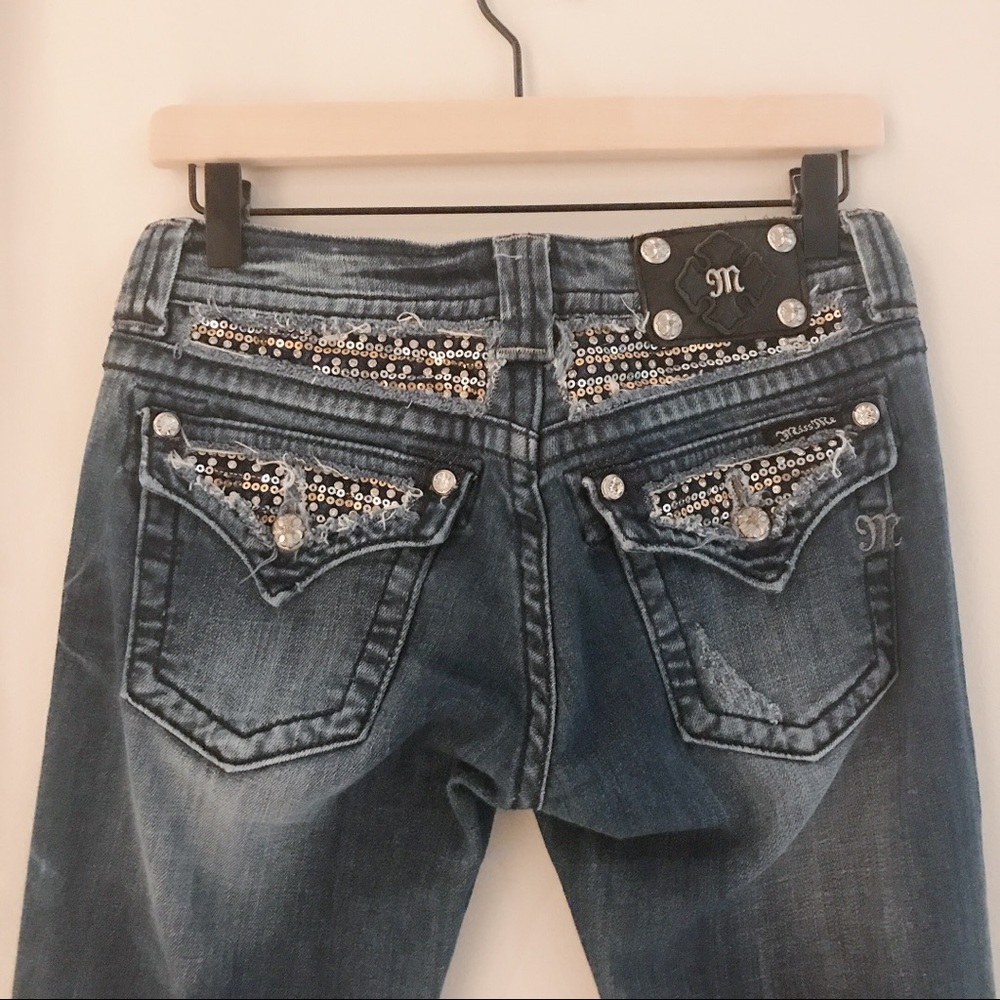 Miss Me Boot Cut Sequined Rhinestones Jeans 27